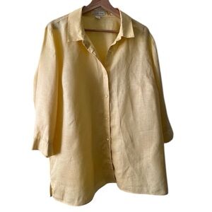 Coldwater Creek Light Yellow linenBlouse